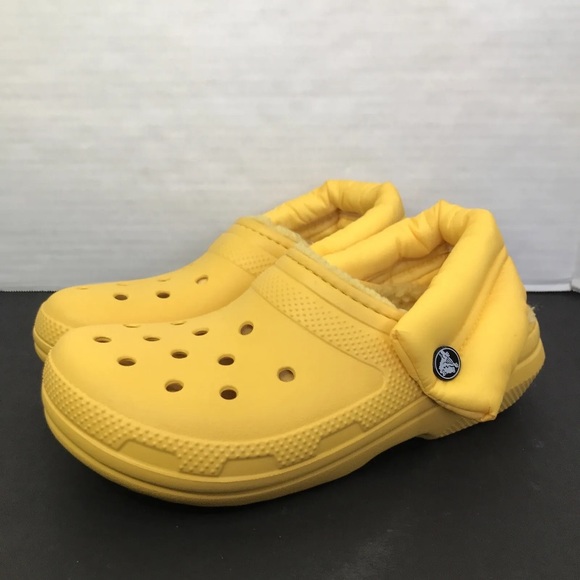 Crocs Classic Lined Neo Puff Crocband Clog Yellow Mens 5 Womens 7 Discontinued - Picture 1 of 13